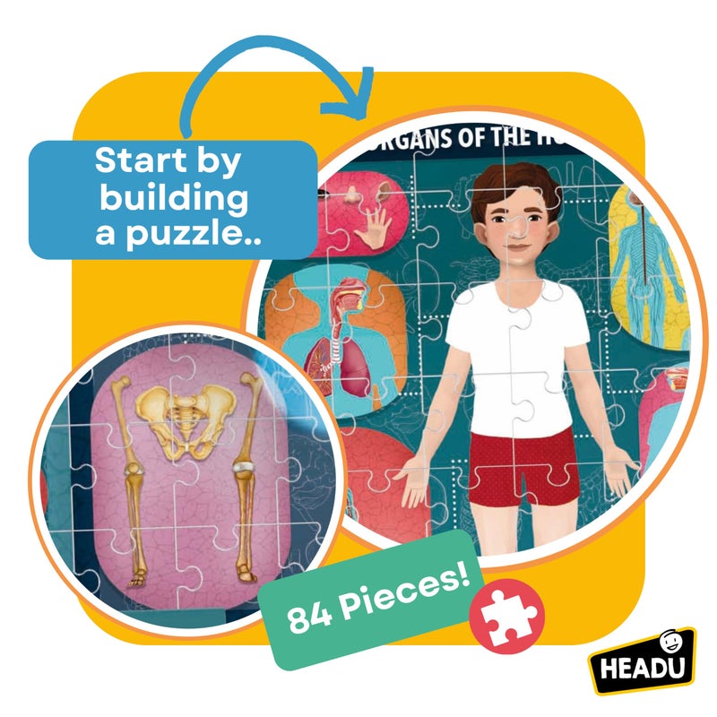 Headu The Human Body Under X-Ray â€“ Kids Learning Toys Ages 6-10, Educational STEM Toys for Ages 6 7 8 9 10 Year Old Boys Girls, Anatomy Puzzles, 1st Grade Learning Activities, Classroom Must Haves - Image 3